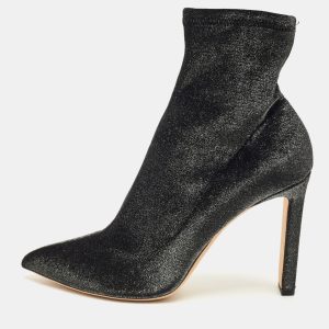 Jimmy Choo Black Lurex Fabric Ankle Length Boots Size 40.5, Boots - Luxury Closet