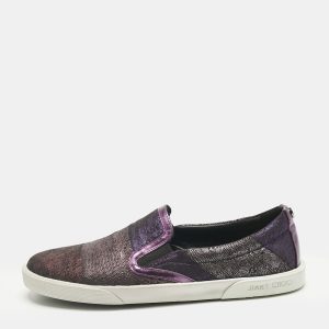 Jimmy Choo Metallic Purple Lace Print Suede Demi Sneakers Size 35, Athletic Shoes & Sneakers - Luxury Closet