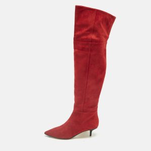 Jimmy Choo Red Suede Rise 50 Knee Length Boots Size 40, Boots - Luxury Closet