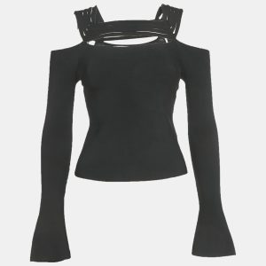 Jonathan Simkhai Black Sarah Ribbed Top XS, Shirts & Tops - Luxury Closet