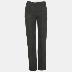 Joseph Black Matt Reptile Jacquard Silk Trousers S, Clothing - Luxury Closet