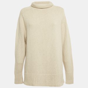 Joseph Beige Rib Knit Turtle Neck Sweater M, Sweaters & Cardigans - Luxury Closet