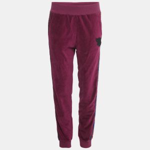 Just Cavalli Purple Leopard Side Stripe Velvet Joggers M, Clothing - Luxury Closet