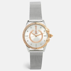 Just Cavalli Serpente JC1L095M0105 Silver Dial Two-Tone Stainless Steel Women's Wristwatch 32 mm, Watches - Luxury Closet