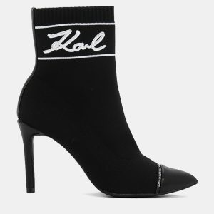 Karl Lagerfield Signia Black Leather Ankle Boots 36, Boots - Luxury Closet