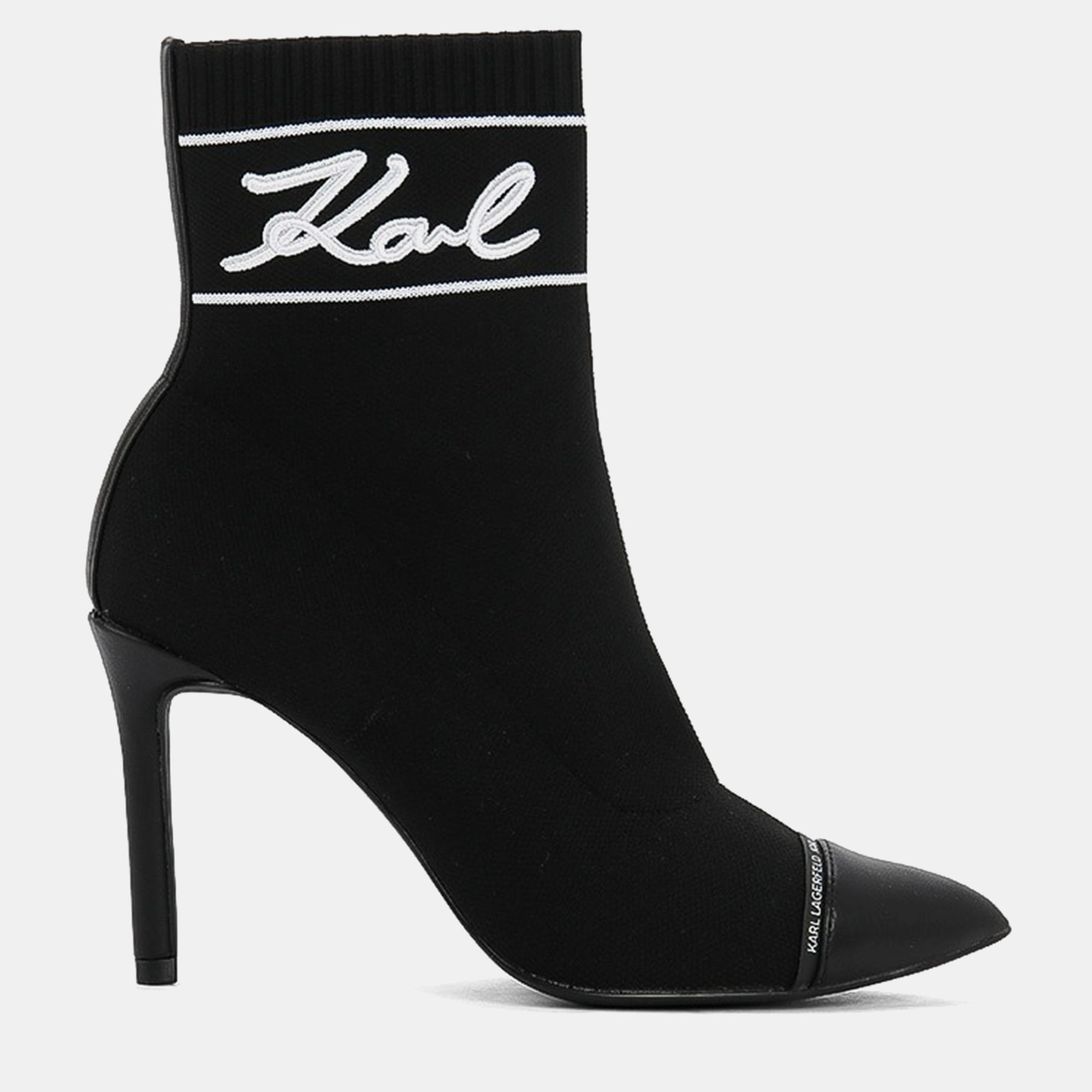 Karl Lagerfield Signia Black Leather Ankle Boots 36, Boots - Luxury Closet