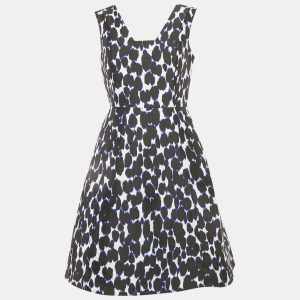 Kate Spade Blue Leopard Print Crepe Fit and Flare Dress S, Dresses - Luxury Closet