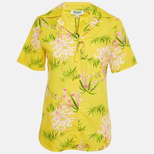 Kenzo Yellow Floral Print Cotton Hawaiian Shirt S, Shirts & Tops - Luxury Closet