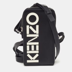 Kenzo Black Leather Phone Card Holder Crossbody Bag, Handbags - Luxury Closet