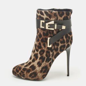 Le Silla Brown/Black Calf Hair and Leather Ankle Booties Size 38.5, Boots - Luxury Closet