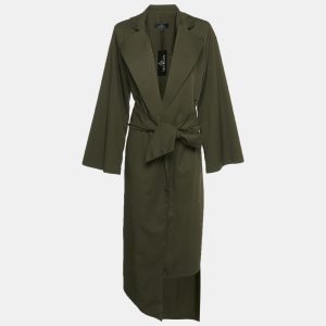 Lili Blanc Green Gabardine Belted Coat M, Coats & Jackets - Luxury Closet