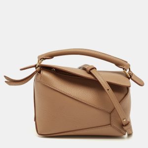Loewe Brown Leather Mini Puzzle Shoulder Bag, Shoulder Bags - Luxury Closet