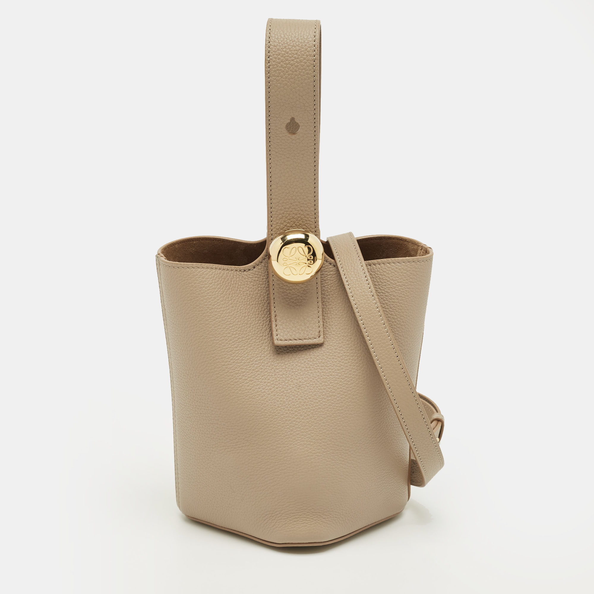 Loewe Beige Leather Mini Pebble Bucket Bag, Handbags - Luxury Closet