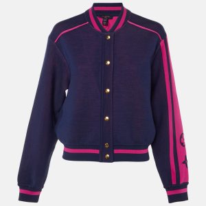 Louis Vuitton Navy Blue Monogram Silk & Wool Bomber Jacket XS, Coats & Jackets - Luxury Closet