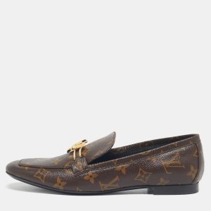 Louis Vuitton Brown Coated Canvas Upper Case Loafers Size 38.5, Loafers & Slip-Ons - Luxury Closet