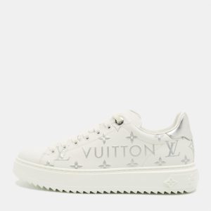 Louis Vuitton Time Out Size 38.5 White/Silver Leather Lace Up Sneakers, Athletic Shoes & Sneakers - Luxury Closet