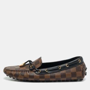Louis Vuitton Gloria Size 38.5 Brown/Black Coated Canvas and Leather Loafers, Loafers & Slip-Ons - Luxury Closet