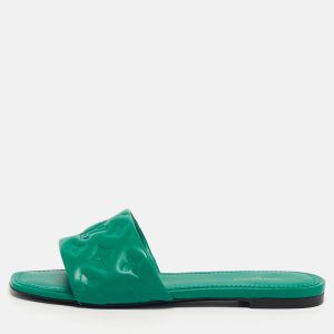 Louis Vuitton Revival Size 39 Green Monogram Embossed  Leather Flat Sandals, Sandals - Luxury Closet