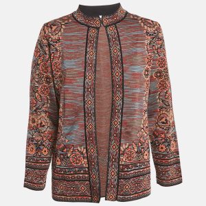 M Missoni Brown Floral Pattern Knit Cardigan M, Sweaters & Cardigans - Luxury Closet