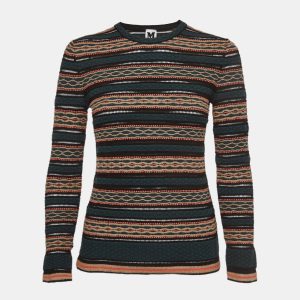 M Missoni Green Patterned Knit Long Sleeve Sweater Top L, Shirts & Tops - Luxury Closet