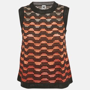 M Missoni Orange/Black Knit Sleeveless Top M, Shirts & Tops - Luxury Closet