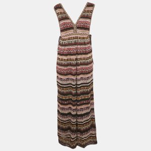 M Missoni Black/Purple Stripe Lurex Knit Sleeveless Maxi Dress S, Dresses - Luxury Closet