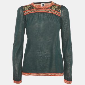 M Missoni Dark Green Knit Full Sleeve Top S, Shirts & Tops - Luxury Closet