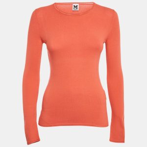 M Missoni Orange Stretch Knit Crewneck Sweatshirt L, Clothing - Luxury Closet