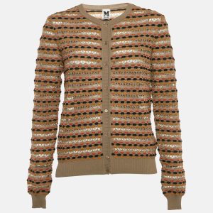 M Missoni Beige Pointelle Knit Button Front Cardigan M, Sweaters & Cardigans - Luxury Closet