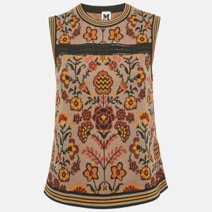 M Missoni Brown Floral Pattern Knit Sleeveless Top L, Shirts & Tops - Luxury Closet