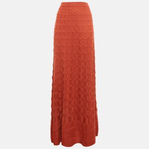M Missoni Burnt Orange Patterned Knit Maxi Skirt L, Skirts - Luxury Closet