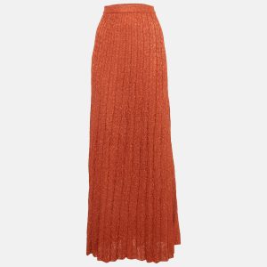 M Missoni Burnt Orange Patterned Lurex Knit Maxi Skirt L, Skirts - Luxury Closet