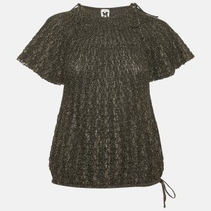 M Missoni Black Lurex Knit Short Sleeve Top L, Shirts & Tops - Luxury Closet