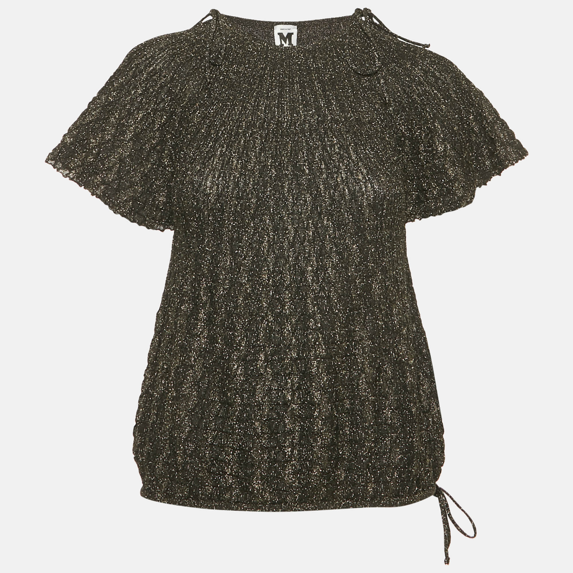 M Missoni Black Lurex Knit Short Sleeve Top M, Shirts & Tops - Luxury Closet
