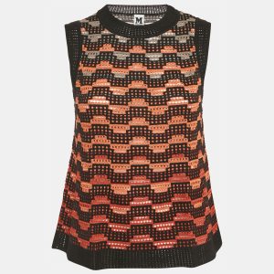 M Missoni Black/Orange Knit Sleeveless Top M, Shirts & Tops - Luxury Closet