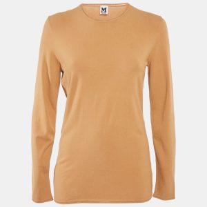 M Missoni Beige Stretch Knit Crewneck Sweatshirt S, Sweaters & Cardigans - Luxury Closet