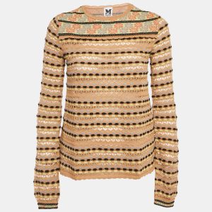 M Missoni Beige Patterned Knit Full Sleeve Top L, Sweaters & Cardigans - Luxury Closet