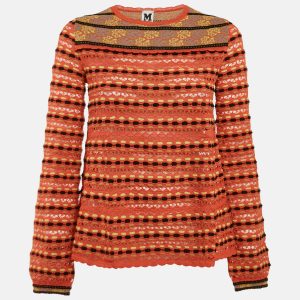 M Missoni Orange Floral Perforated Knit Top M, Shirts & Tops - Luxury Closet