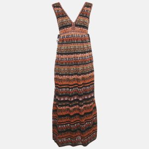M Missoni Orange/Plum Stripe Pattern Lurex Knit Maxi Dress L, Dresses - Luxury Closet