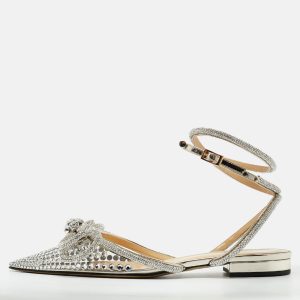 Mach & Mach Transparent PVC Double Bow Crystal Embellished Ankle Wrap Flat Sandals Size 41, Sandals - Luxury Closet