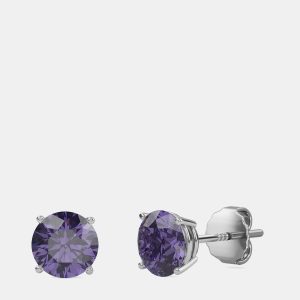 10K White Gold Round Lab Created Alexandrite Stone Solitaire Earring (2.00 ctw), Earrings - Luxury Closet
