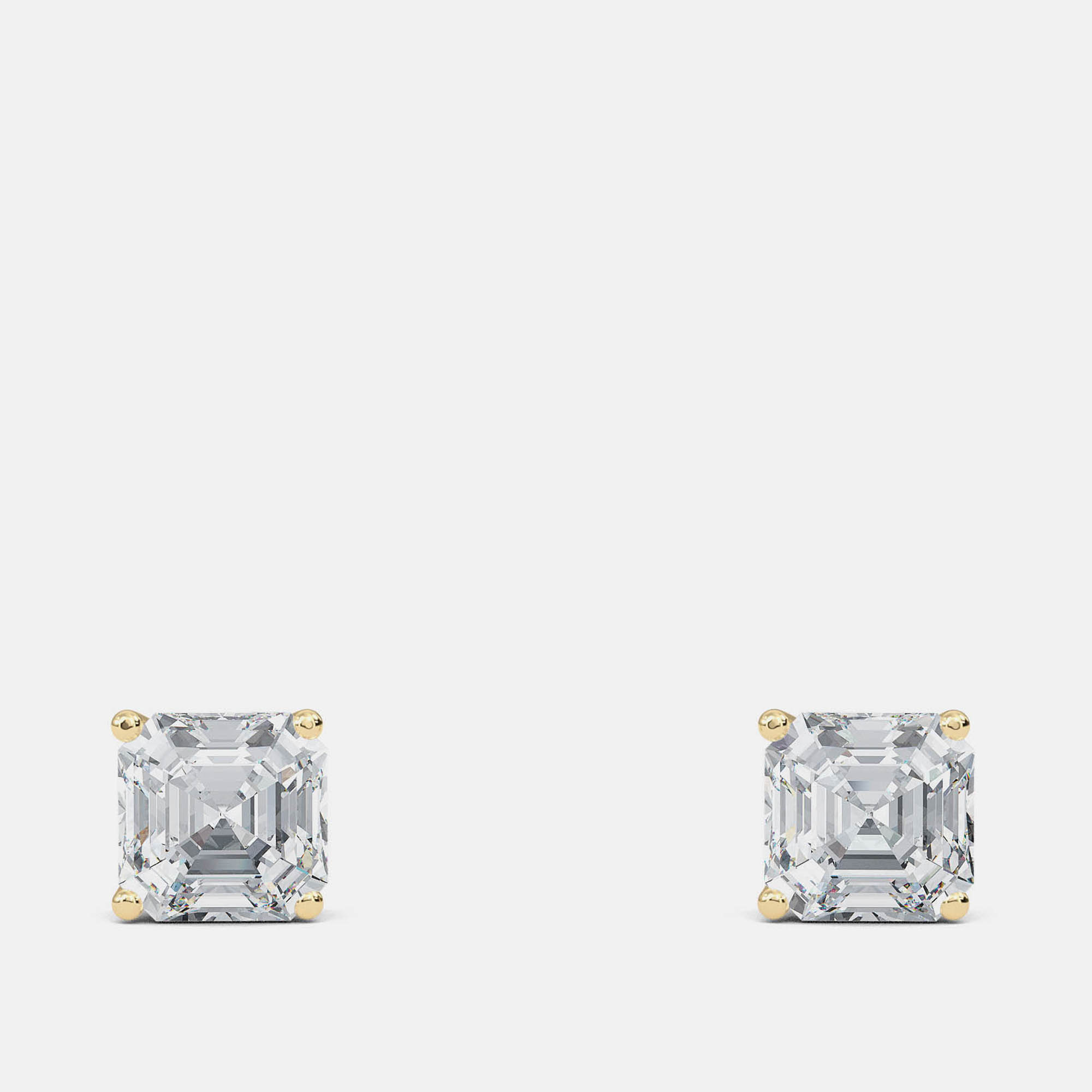 6.00 Ct Asscher 14K Yellow Gold Lab Grown Diamond Solitaire 4 Prong Earring, Earrings - Luxury Closet
