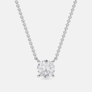 6.00 Ct Round 14K White Gold Lab Grown Diamonds Solitaire 4 Prong Pendant, Necklaces - Luxury Closet
