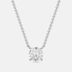 7.00 Ct Round 14K White Gold Lab Grown Diamonds Solitaire 4 Prong Pendant, Necklaces - Luxury Closet