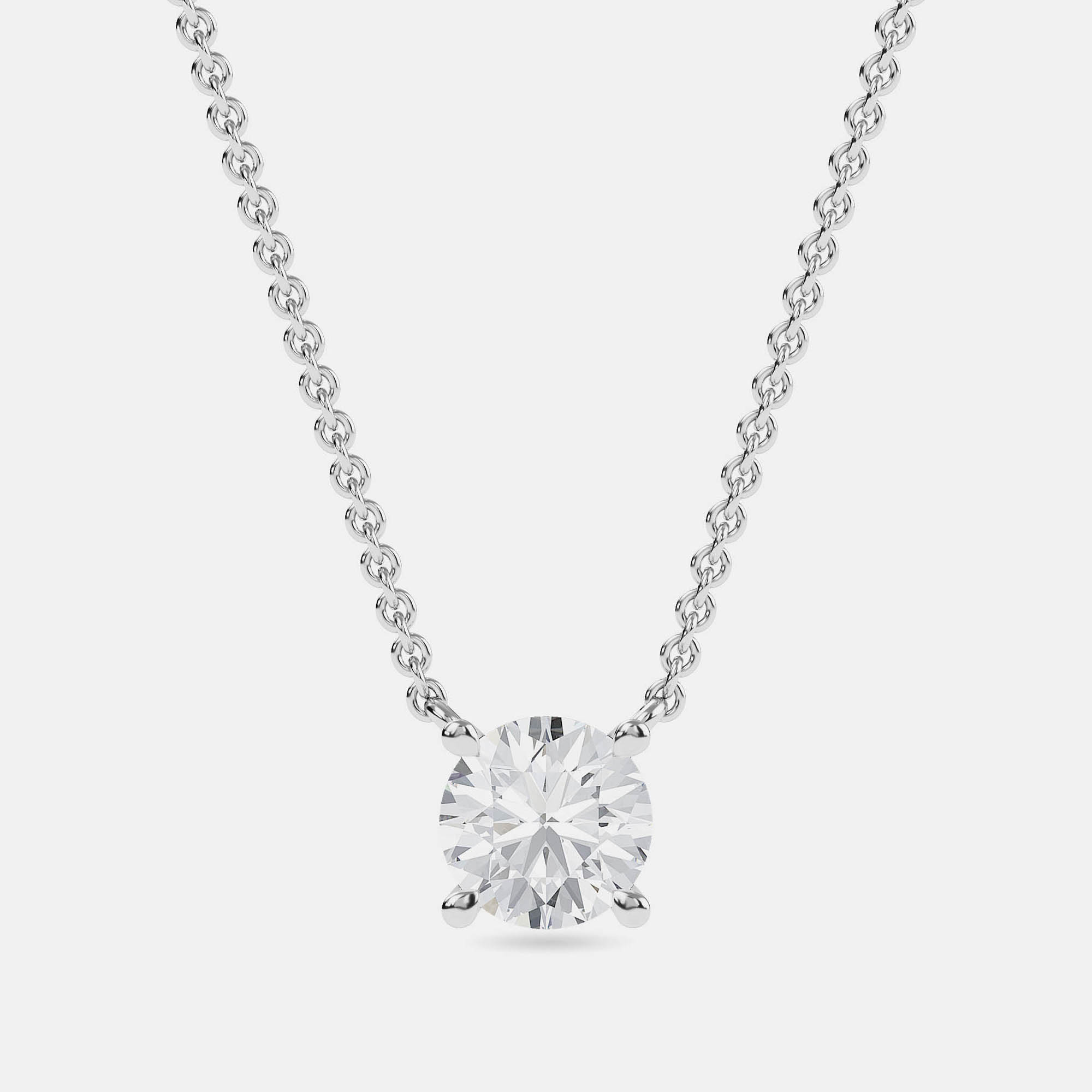 7.00 Ct Round 14K White Gold Lab Grown Diamonds Solitaire 4 Prong Pendant, Necklaces - Luxury Closet