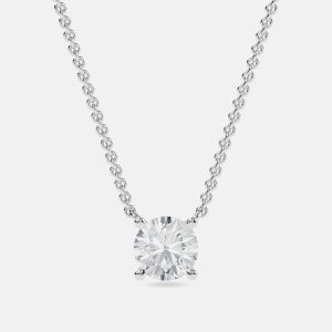 8.00 Ct Round 14K White Gold Lab Grown Diamonds Solitaire 4 Prong Pendant, Necklaces - Luxury Closet