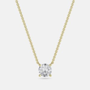 8.00 Ct Round 14K Yellow Gold Lab Grown Diamonds Solitaire 4 Prong Pendant, Necklaces - Luxury Closet