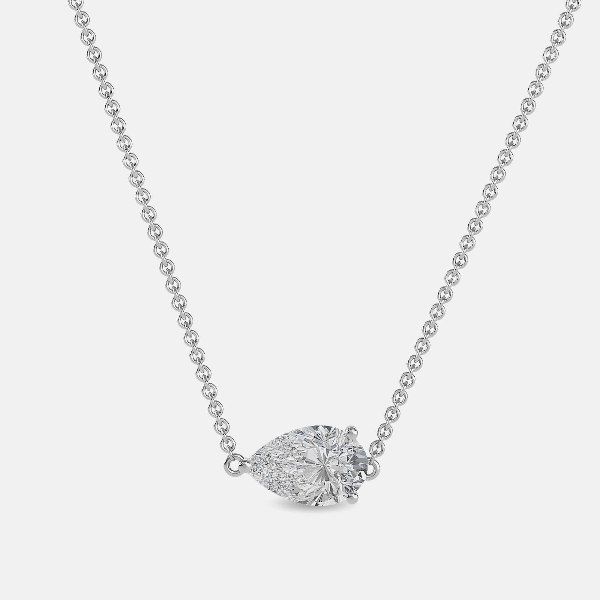 7.00 Ct Pear 14K White Gold Lab Grown Diamonds Solitaire 3 Prong Pendant, Necklaces - Luxury Closet