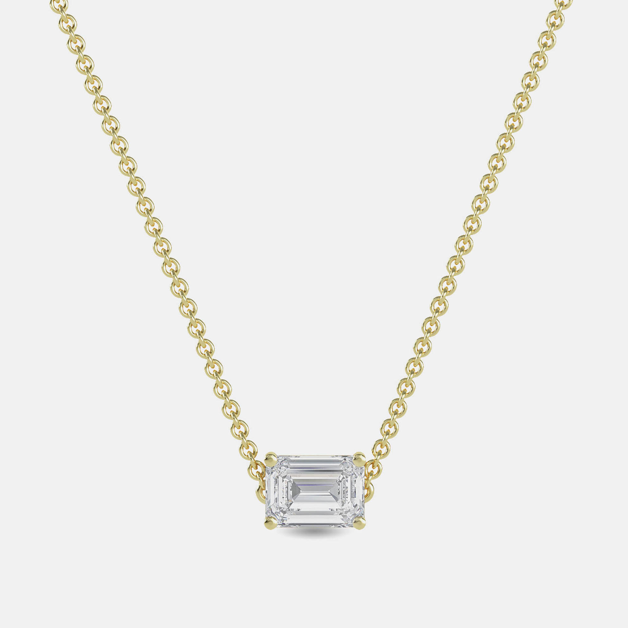 7.00 Ct Emerald 14K Yellow Gold Lab Grown Diamonds Solitaire 4 Prong Pendant, Necklaces - Luxury Closet