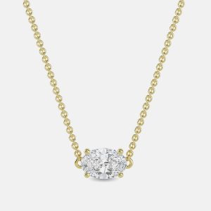 8.00 Ct Oval 14K Yellow Gold Lab Grown Diamonds Solitaire 4 Prong Pendant, Necklaces - Luxury Closet